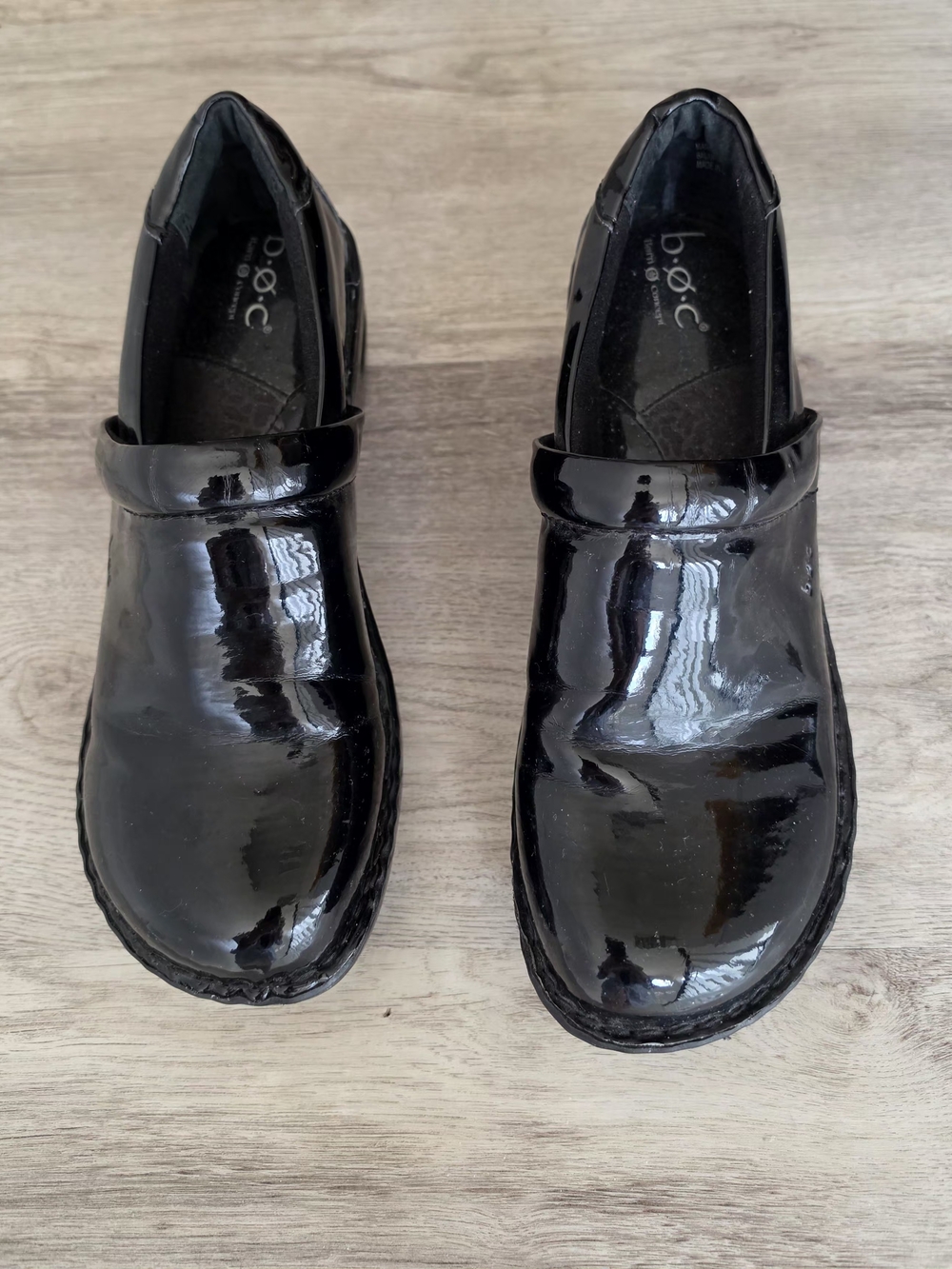 Born Women's Black Patent Leather Slip On Clogs size 10